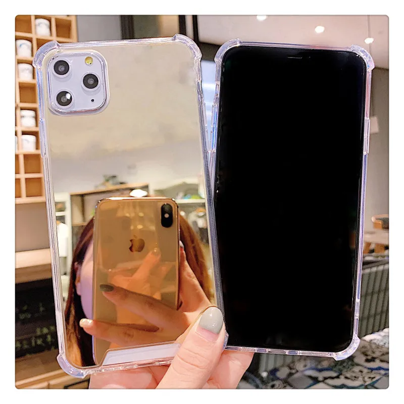 

100pcs Luxury Makeup Mirror TPU Case For iphone XS XR 13 12 11Pro MAX Shockproof Cover For iphone 7 8 6plus 11 PRO Phone Cases