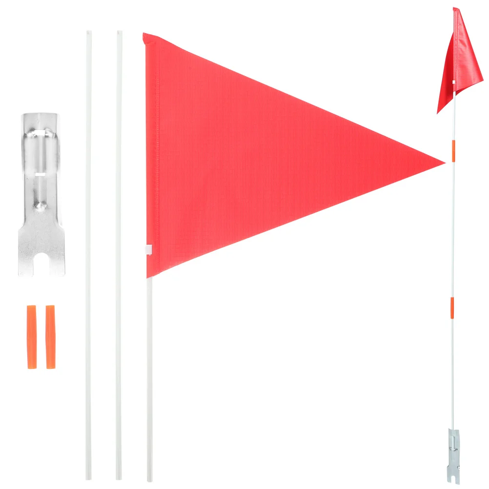 

2 Sets Bicycle Flagpole Bike Flags Kids Accessories Orange Decorations Decorate Trailer Safety Metal Stem Cycling Warning Veil