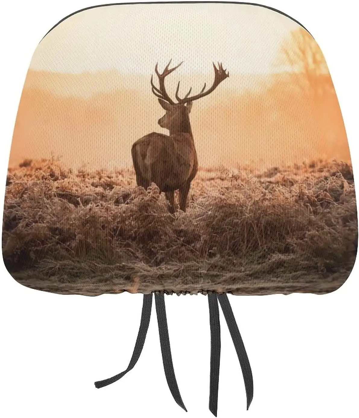 

Deer Wilderness Nature Countryside Pattern 2 Pack Car Headrest Cover Seat Rest Protector Cover Universal Fit Most Car/T