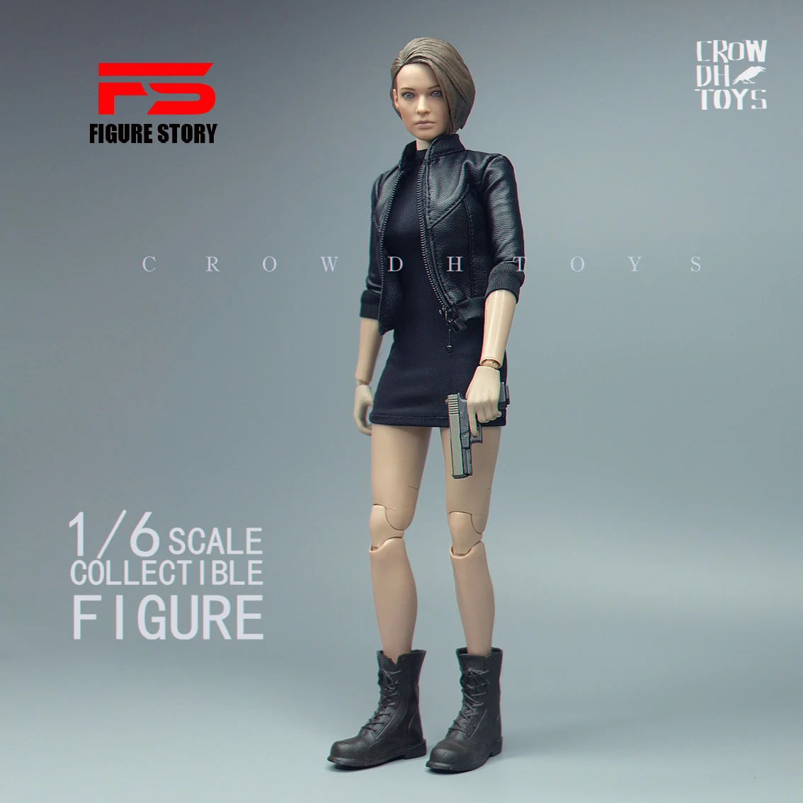

1/6 Scale female clothes leather black jacket cool girl coat for 12 inches action body model