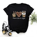 Модная женская футболка 2022, топы, футболка, леопардовая футболка, уличная одежда Love Coffee, Повседневная футболка с круглым вырезом, летние женские футболки, женские футболки