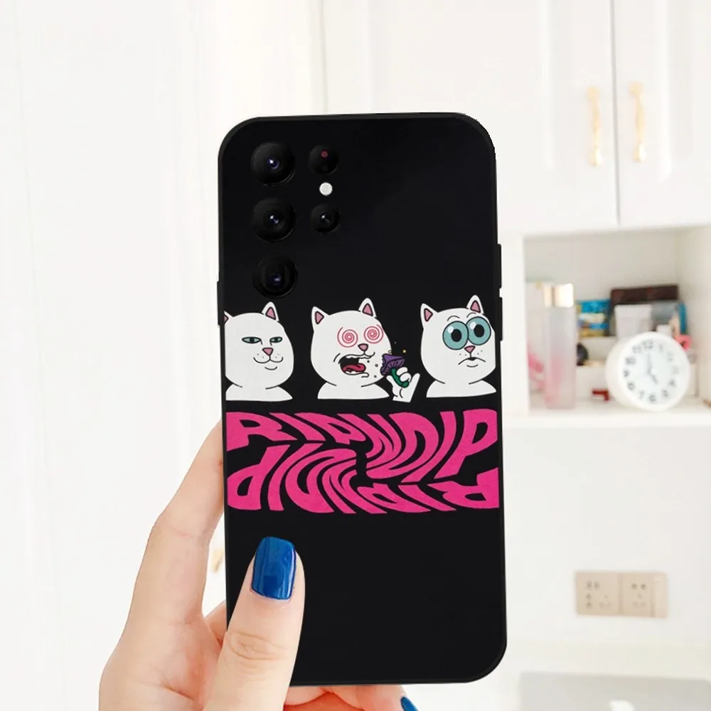 Funny R-RipndipS CAT Phone Case Samsung S series s20 s21 s22 s23 s24 FE Plus Ultra TPU Soft to Skin-friendly case
