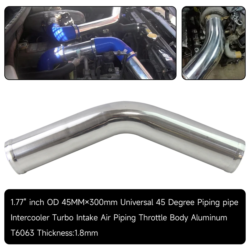 Універсальний 45 градусів мм/1 77 дюйма алюмінієвий T6063 турбо інтеркулер довжина