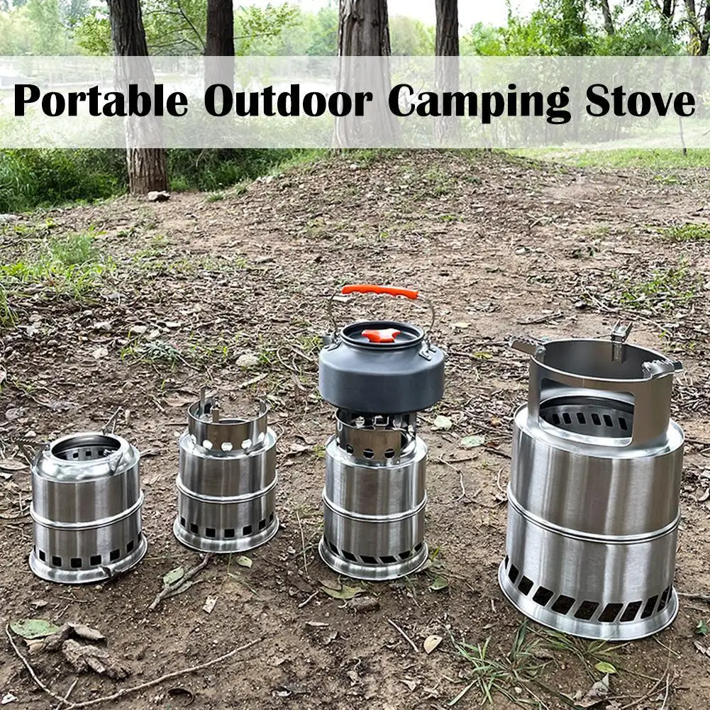

Portable Outdoor Camping Stove Lightweight Stainless Steel Wood Burning Survival Stove For Outdoor Backpacking Hiking Picnic BBQ