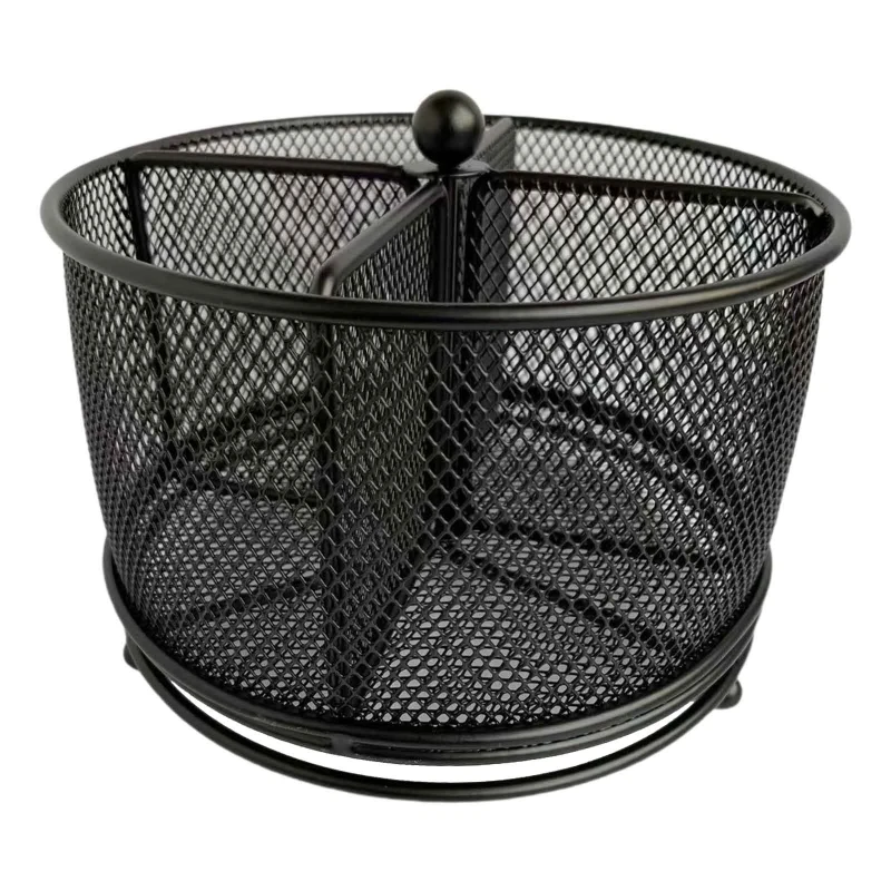 

Black Wire Rotating Pen Holder 4 Grid Desktop Storage Caddy for Colored Pencils E8BE