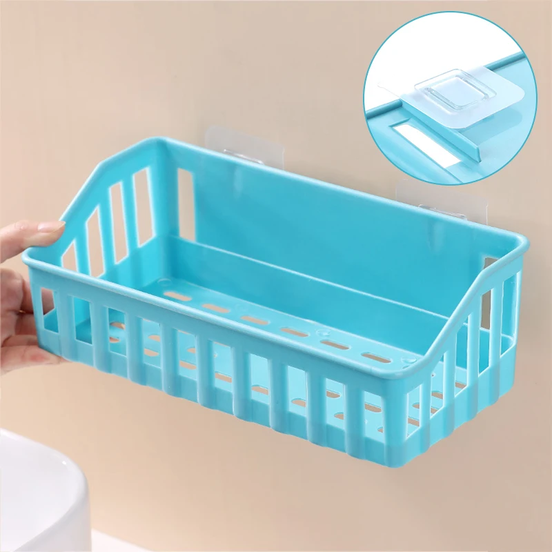 Полка-органайзер для ванной комнаты корзина хранения шампуня и геля на клейкой