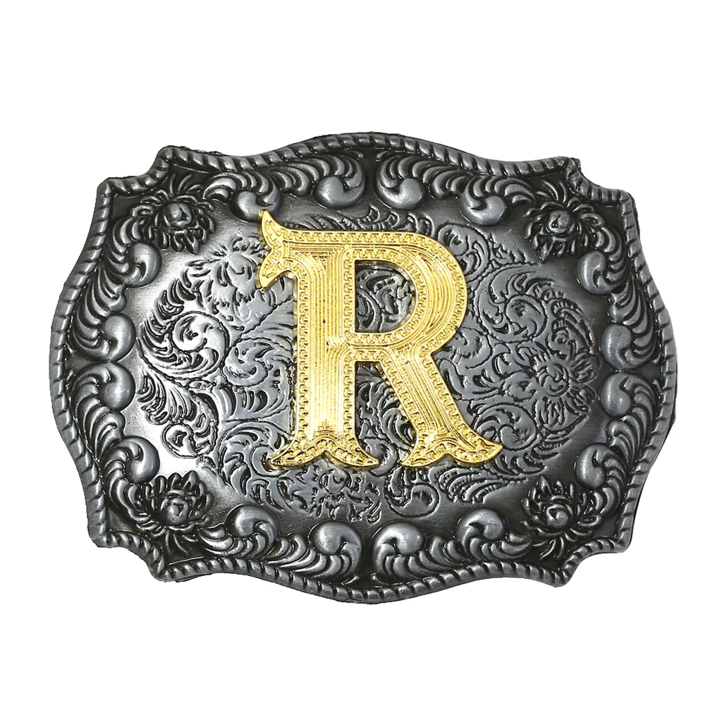 

Western Cowboy Golden Initial Letter A-Z Metal Belt Buckle Men’s Accessory B