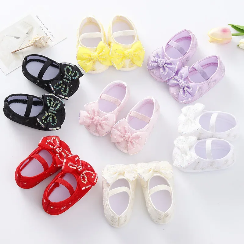 

2023, обувь для новорожденных, обувь для первых шагов, детская обувь с бантом, обувь для прогулок с мягкой подошвой, обувь для принцессы