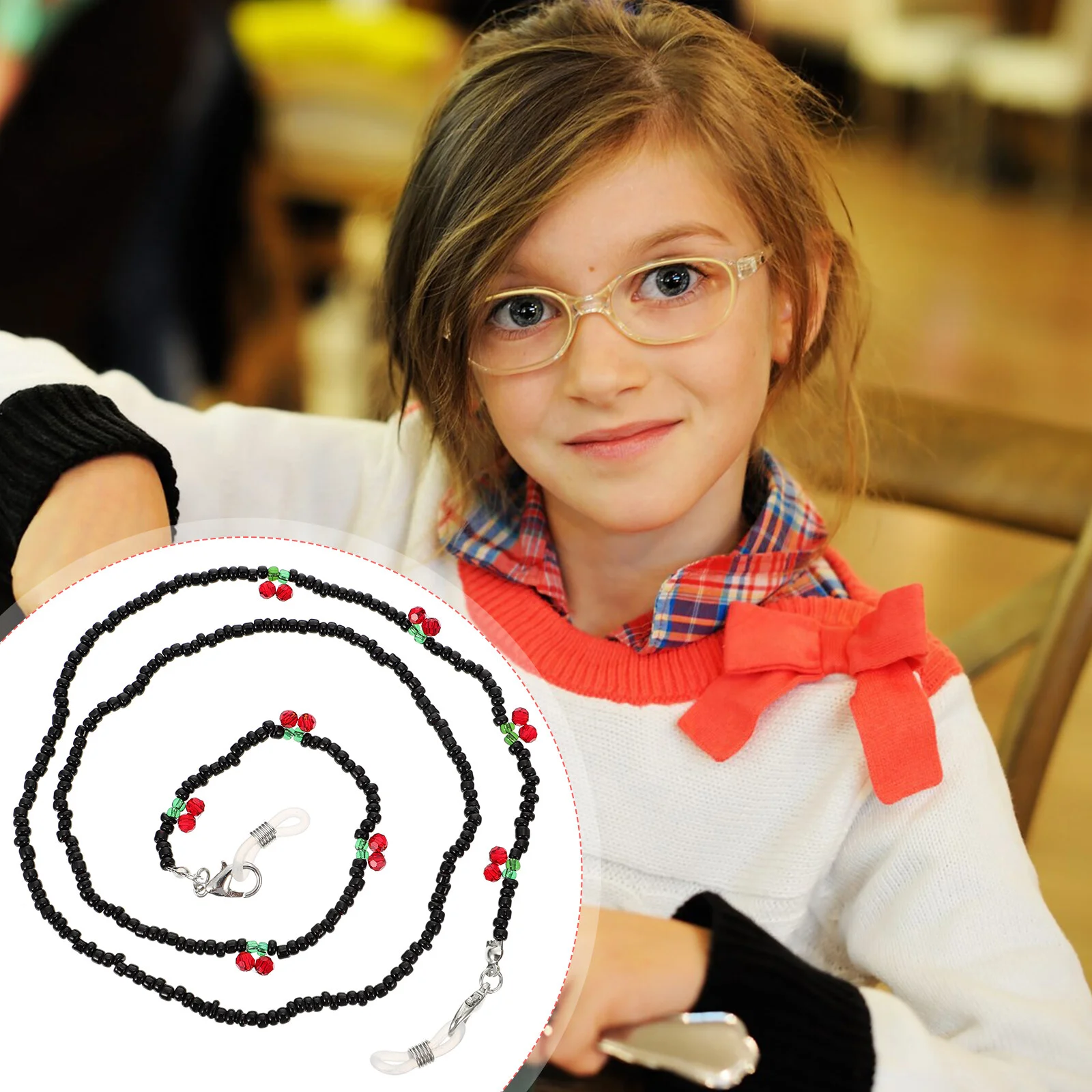 

Dummy Mask Bead Chain Stylish Glasses Strap Decor Decorative Face Cover Hanging