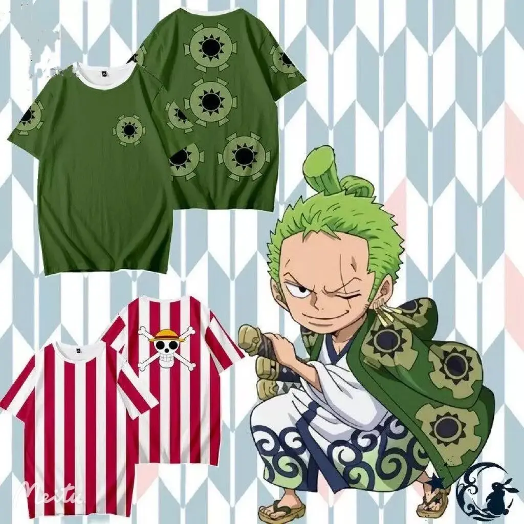 

Japanese Anime Zoro Luffy Ace 3D Printing T-shirt Summer Fashion Round Neck Short Sleeve Popular Streetwear Plus Size
