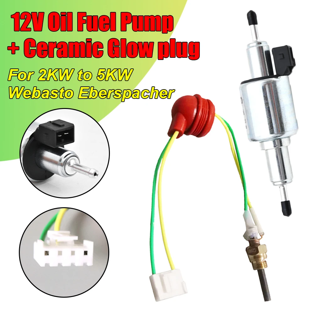 

12V Air Diesel Parking Heater Oil Fuel Pump Ceramic Glow plug 12V pulse oil pump set For 2KW to 5KW Webasto Eberspacher