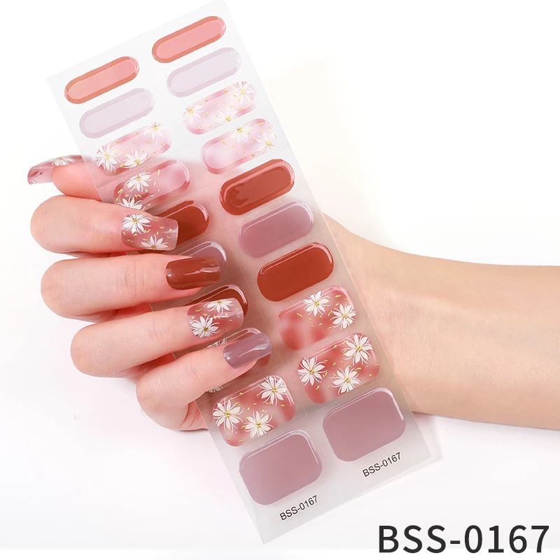 Полоски для ногтей полузатвердевающие водостойкие с полным покрытием наклейки