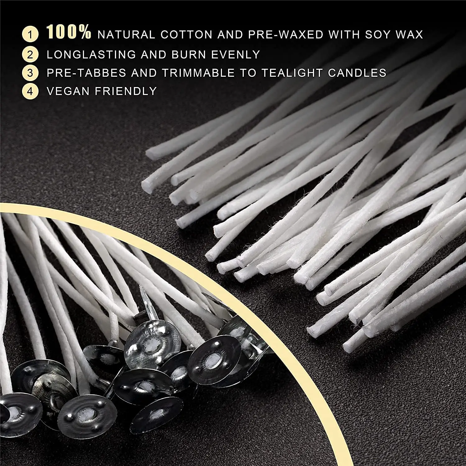 100pcs 2.6/9/15/20cm Cotton Candle Wicks Smokeless Wax Core for DIY Making Pre-waxed Supplies Tool |