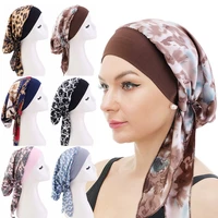 2022 fashion printed turbans for women muslim head scarf pre tied hijab headscarf wrap chemo cap bandanas femme turbante mujer