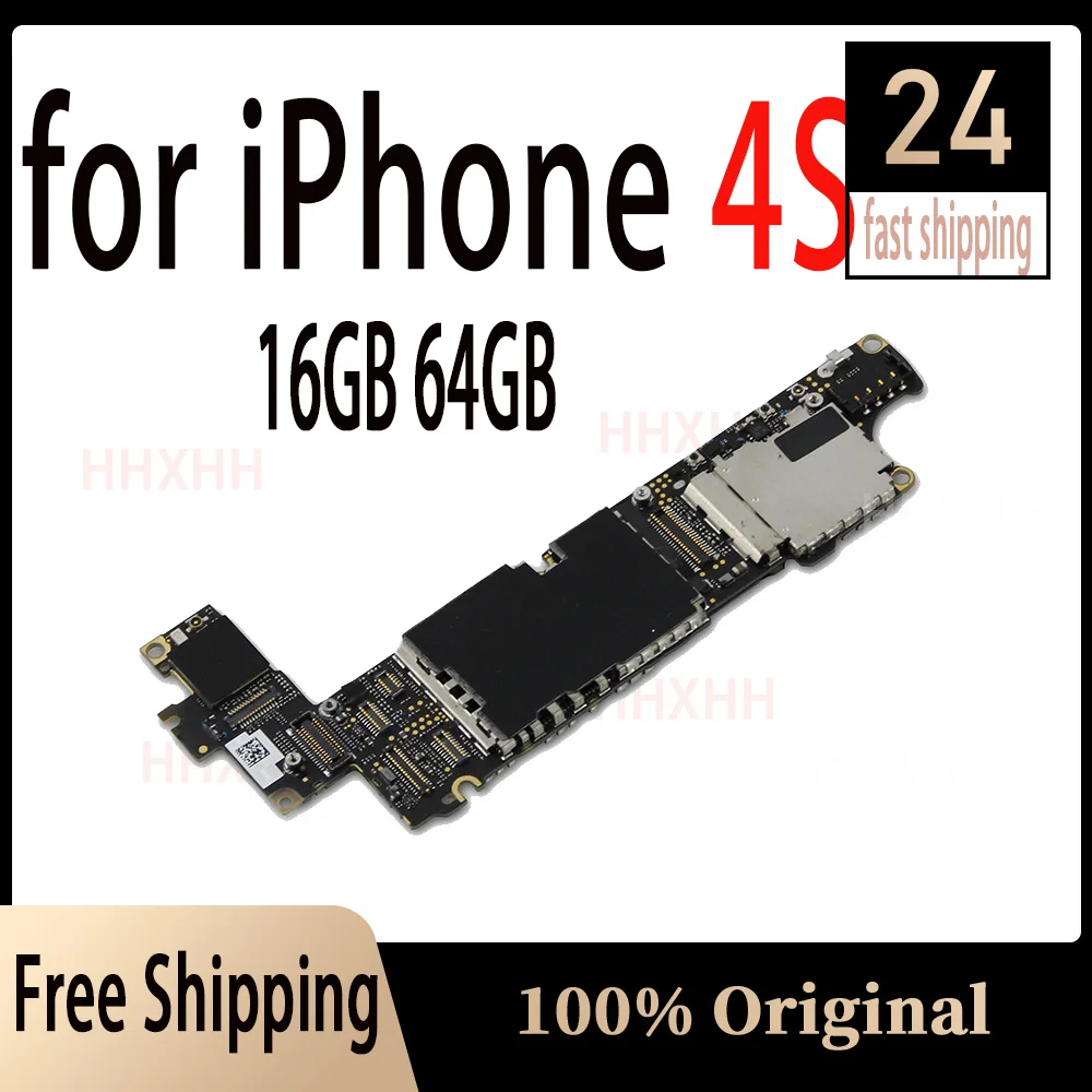 

100% Original For iphone 4S Motherboard For iphone 4 S Logic Board With IOS+full Chips MB 8GB 16GB 32GB 64GB without iCloud