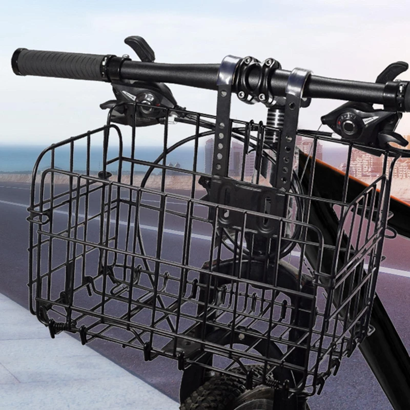 

1 шт. Передняя металлическая корзина для велосипеда, складной держатель на руль велосипеда