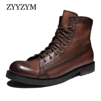 zyyzym spring autumn mens boots retro rub color tooling boot large size eur 38 48