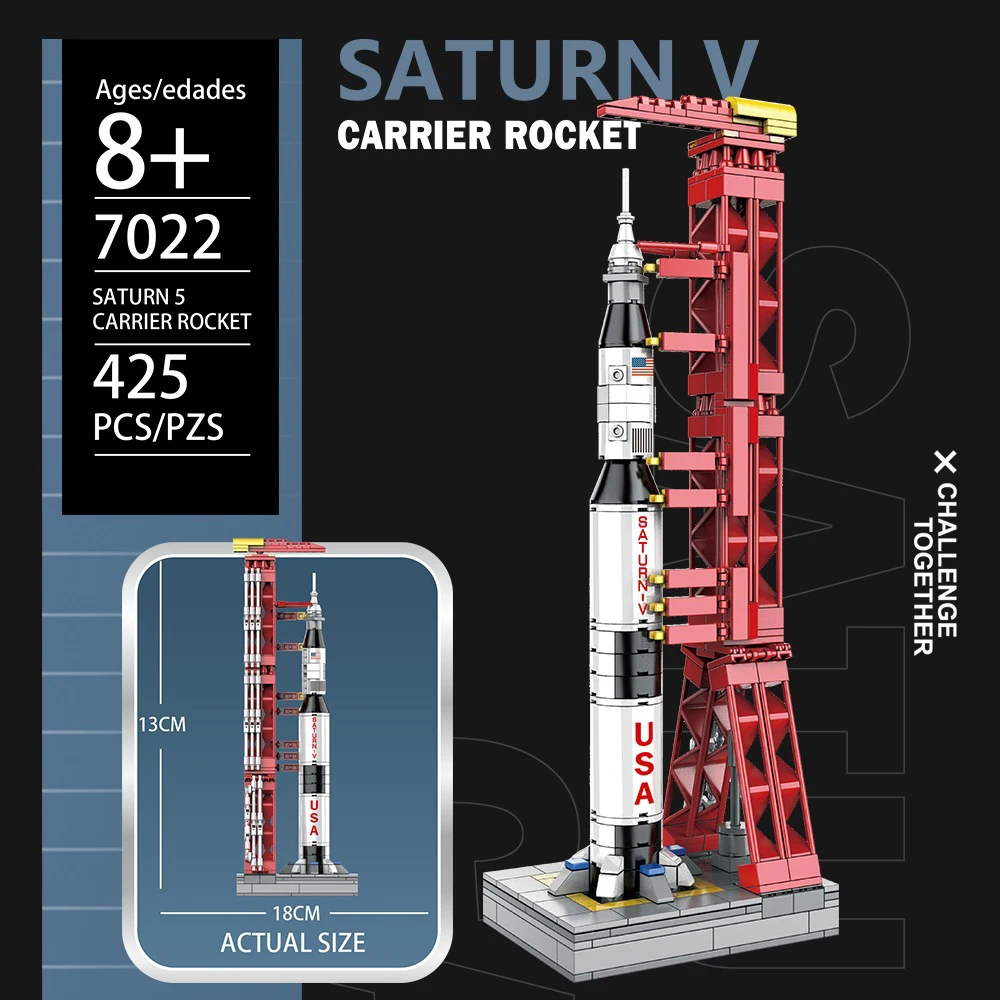 

425 шт. техническая модель Saturn V Space Rocket Launch Center, конструктор «сделай сам», сборные кирпичи, игрушки, подарок на день рождения для мальчиков, детей