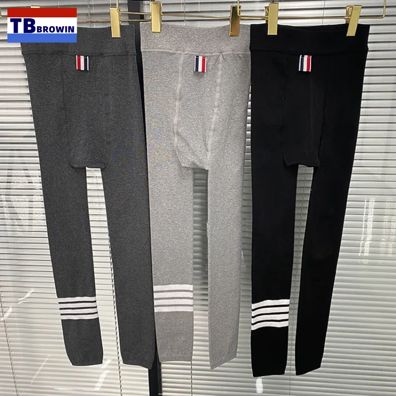 TB BROWIN Pants High Waist TB Striped Leggings Sport Women Fitness Seamless Thom Legging Tummy Control Running Training Tights