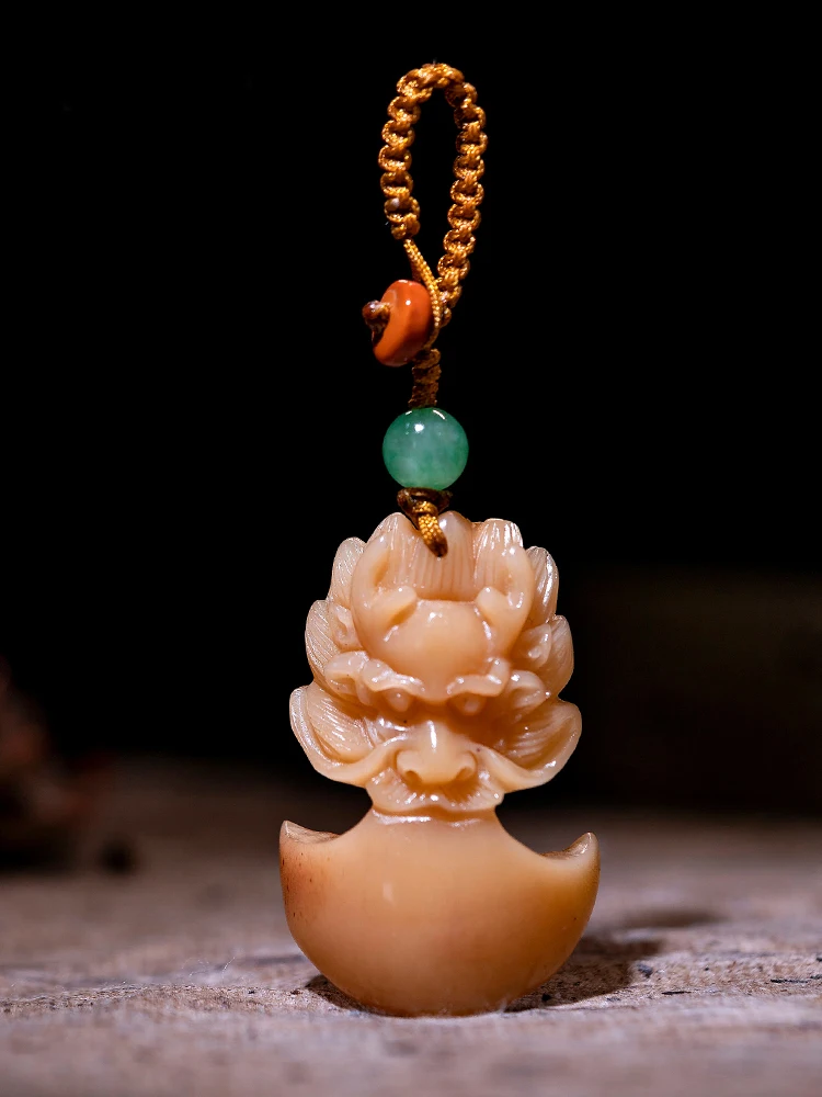 

Подвеска с натуральной резьбой в виде кости крови, кулон с двойным драконом и восемью треграммами, замок долголетия, как Бог, Jincicada, автомобильная цепь, кулон