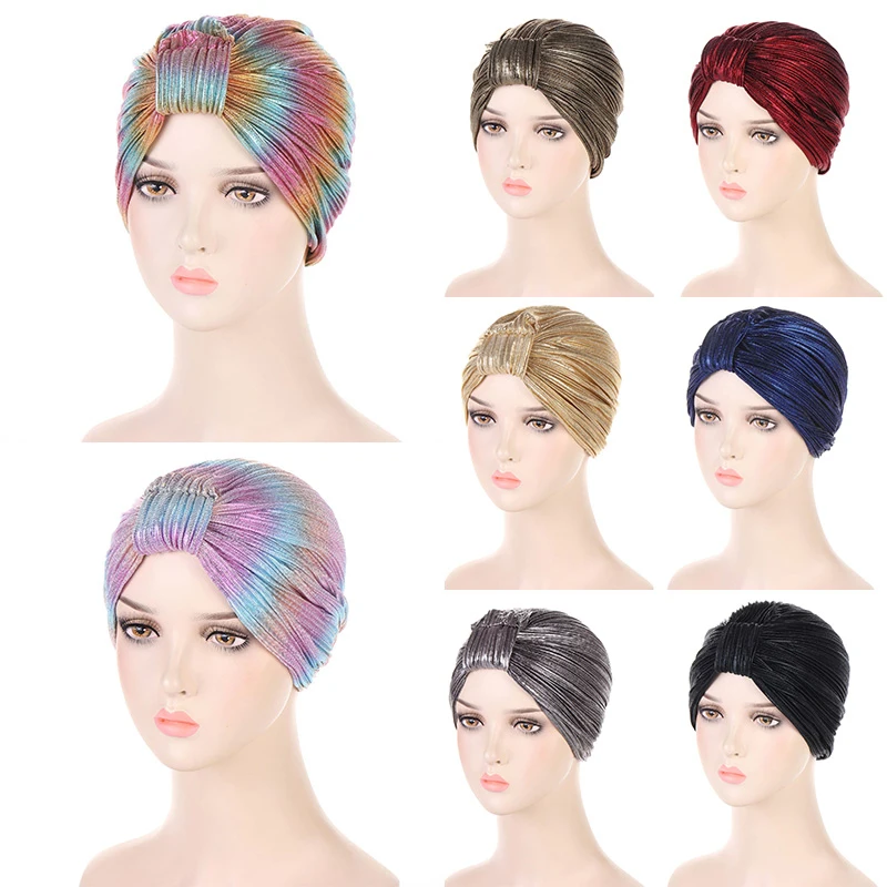 

Шапка-тюрбан Женская в стиле ретро, головной убор в индейском стиле, пуловер и шапка со складками для лба, модная шапка с бронзовым эффектом ...