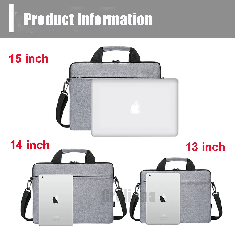 multi use strap laptop sleeve bag with handle for 10 13 14 15 6 16 inch laptop shockproof computer notebook baggrey black free global shipping