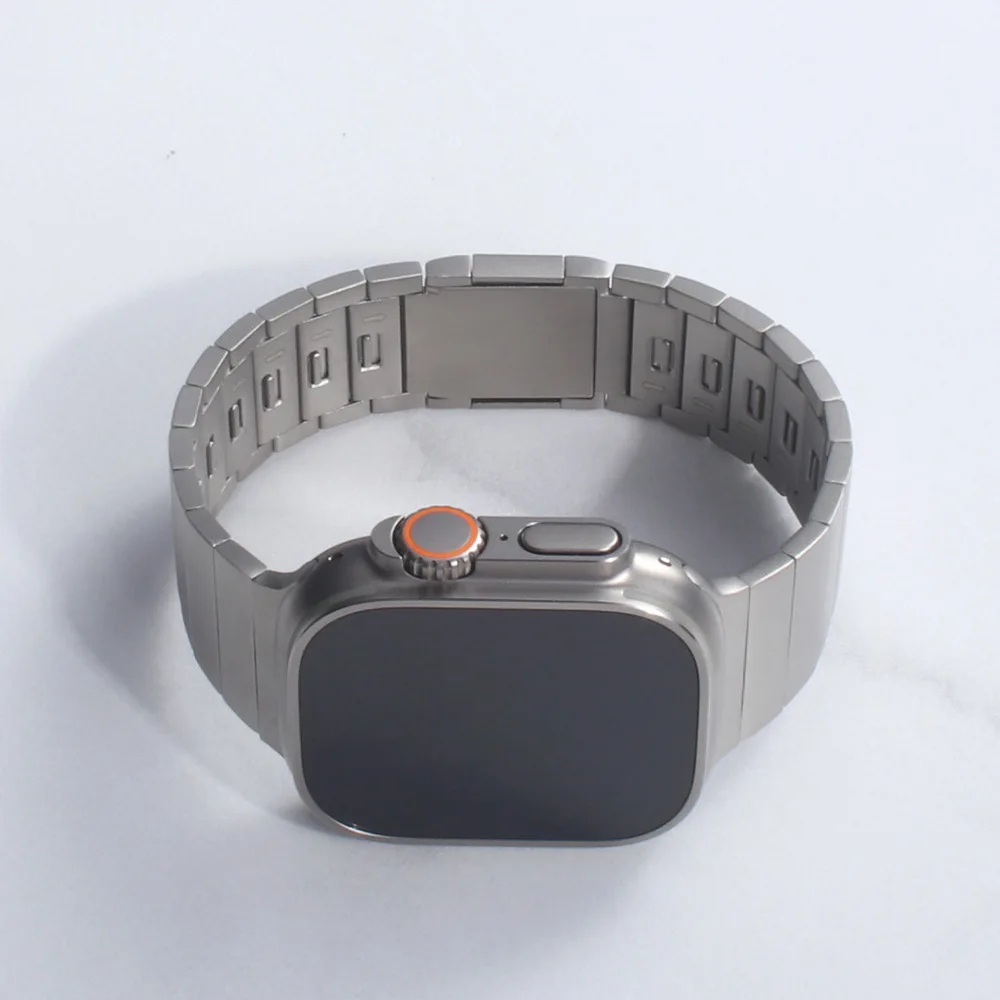 Luxury Stainless Steel Strap for Apple Watch Band Ultra 49mm 45mm 44mm 42mm Titanium Color Magnetic Bracelet for IWatch 8 7 6 5