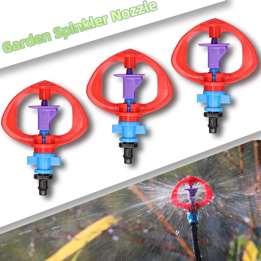 

5-100PCS 90/180/360 Degrees Micro Spinning Spayers Head 1/4'' Barb with Stake Garden Dirp Irrigation Nozzles Rotating Sprinkler