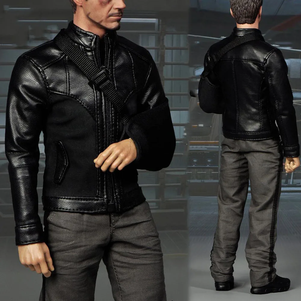 

In Stock SUPERMCTOYS 1/6 Tony Stealth Leather Jacket Clothes Set T-shirt Pants Boots for 12" Male Soldier Action Figure Model