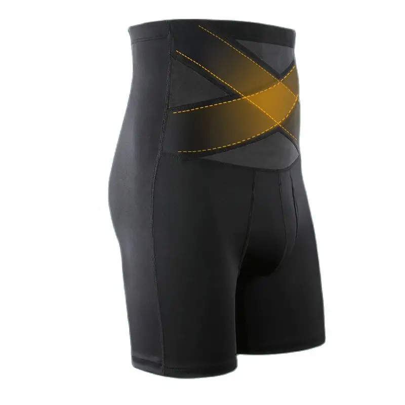 

TOQUCL Cross Design Thin Men's Underwear Fitness Breathable Belt Long Boxershorts High Waist Panties Compression Mens Boxers