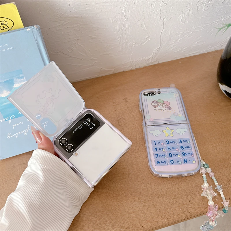 Чехол для телефона Multeasy с милым единорогом и ремешком Samsung Galaxy Z Flip 5 4 Animal Design