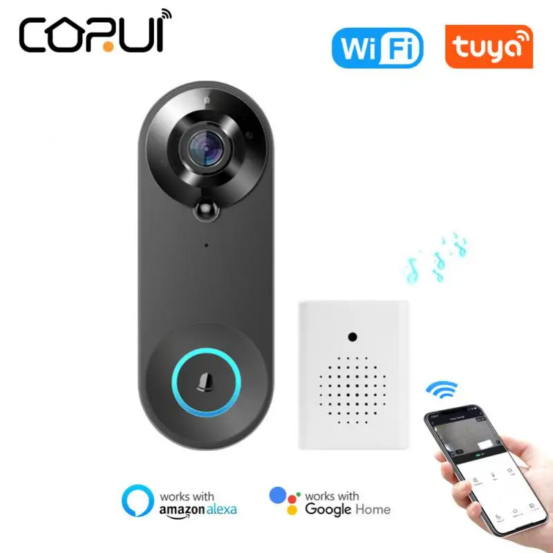 

CoRui Wireless Doorbell 1080P Definition Visual Intelligent Night Light Doorbell Camera Voice controltercom Alarm Home Security