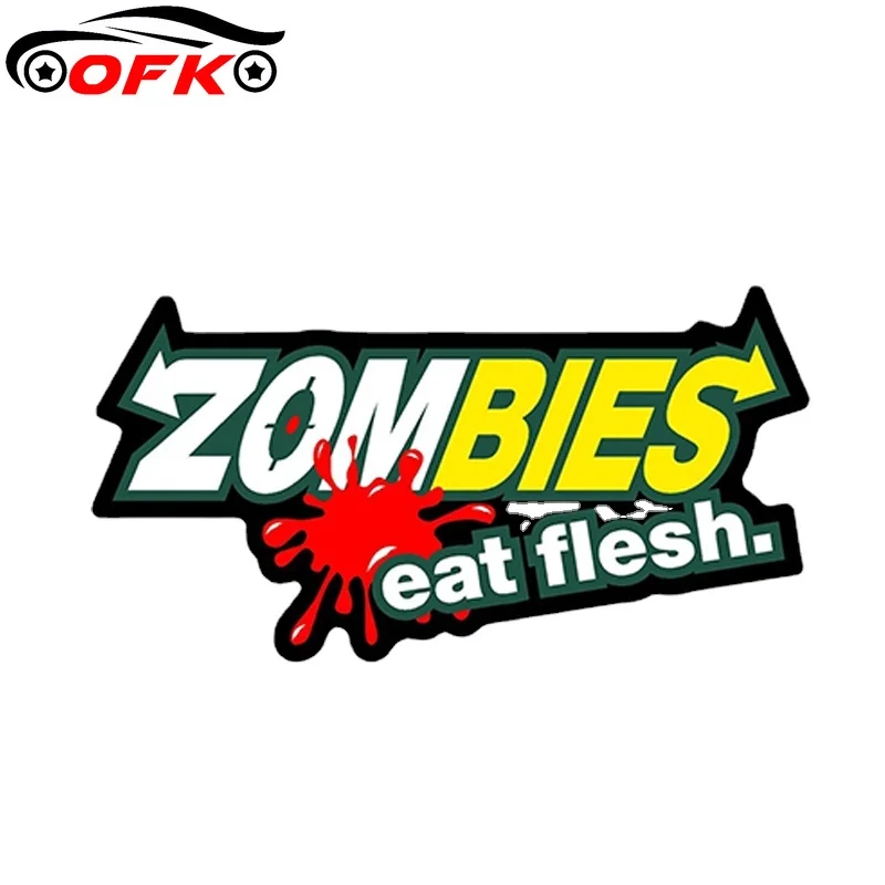 

Наклейка с изображением зомби OFK Eat Flesh, стикер с рисунком вспышки биологической опасности, стикер 3D для стайлинга автомобиля, 15 см x 7,8 см