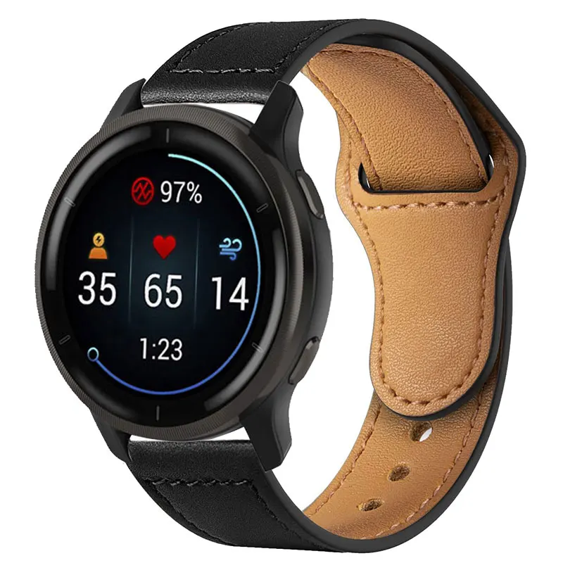 

20mm 22mm Leather Loop Strap For Garmin Forerunner 645 Vivoactive 3 4 Band Watch Venu 2 2s SQ Wristband Bracelet Fenix 6 5 Pro