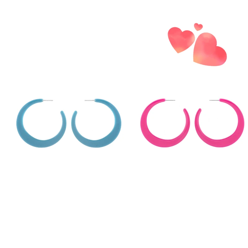 

Acrylic Simple C-Shaped Big Geometric Hoop Earrings For Women Exaggerated Heart Circle Hoops New Fashion Party Jewelry