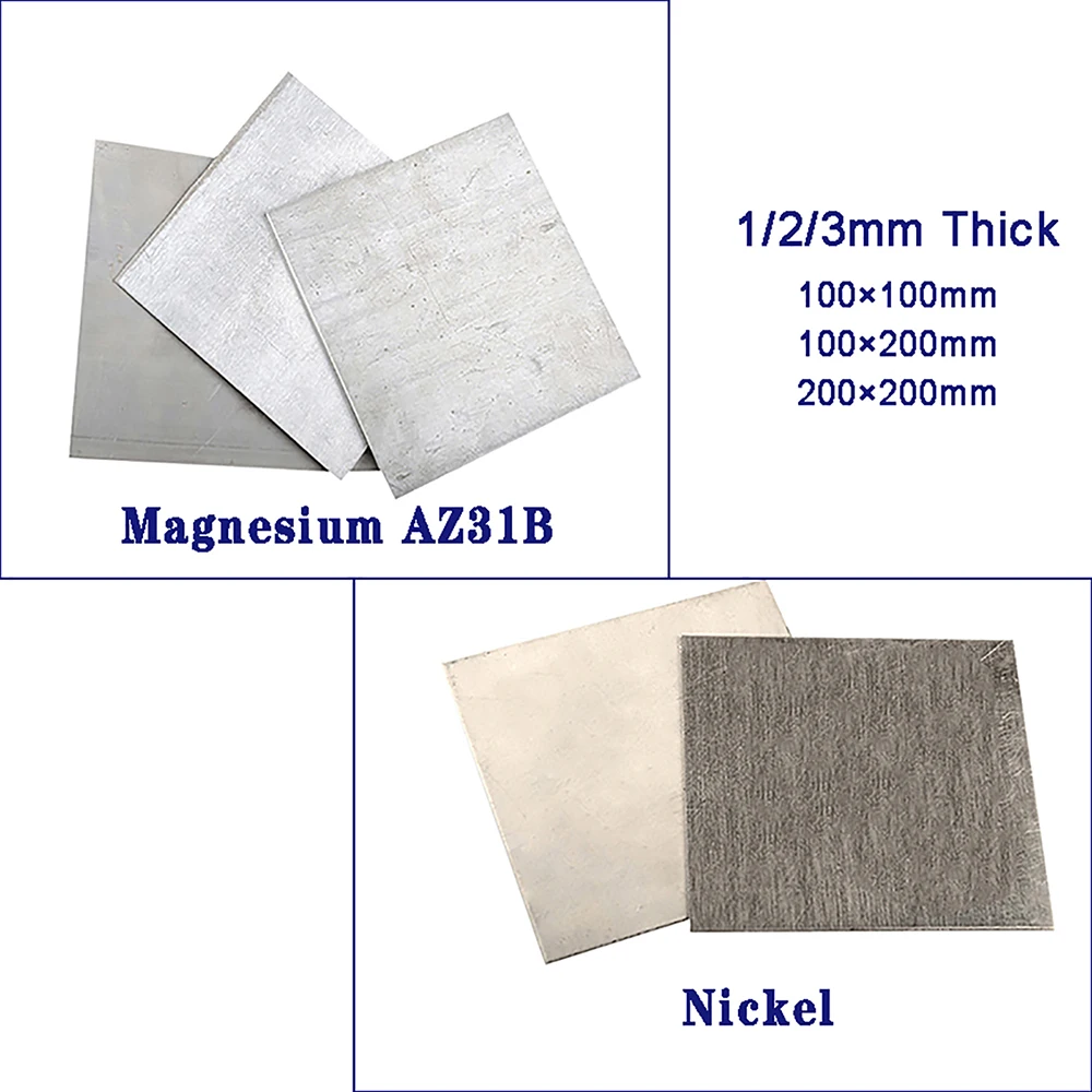 

1pcs AZ31B Magnesium Alloy Sheet Mg Plate / High Purity Nickel Sheet Metal Panel 1/2/3mm Thickness, 100×100mm 100×200m 200×200mm