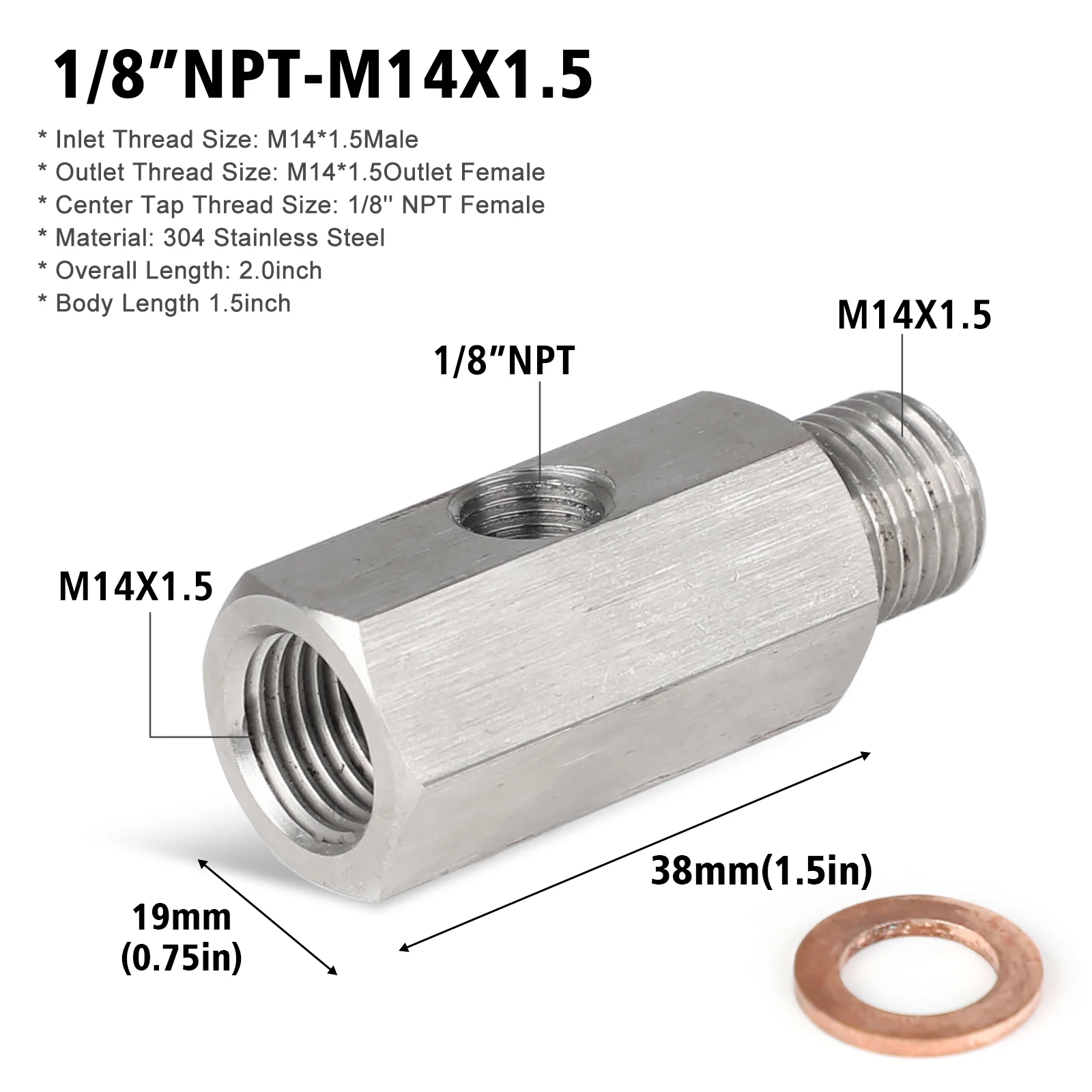 

Адаптер Датчика Давления Масла CNSPEED Из Нержавеющей Стали С Боковыми Отверстиями 1/8 Дюйма NPT «мать» К M10 M12 M14 С Тройн...