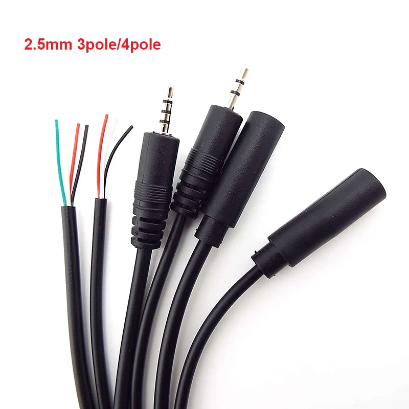 

5pcs 3 4 pole Core 3.5mm 3Pin 4pin Stereo AUX Male Female wire Connector Audio Extension Cable Head Line 3.5mm DIY Cable