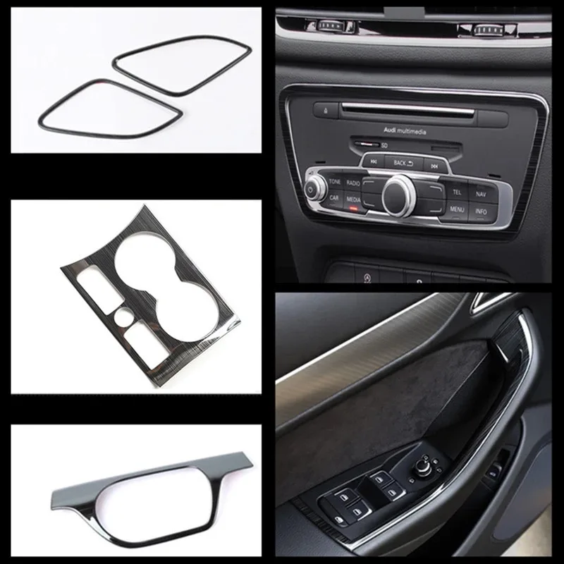 

Car Styling Console Frame Cover Gear Shift Water Cup Panel Trim Black For Audi Q3 2013-18 Interior Door Armrest Decoration Strip
