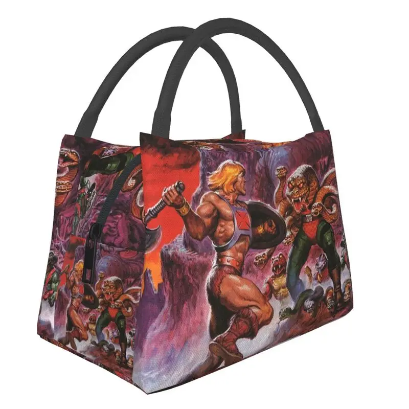 

Custom He-Man And King Hiss Lunch Bags Men Women Thermal Cooler Insulated Lunch Box for Office Travel Fruit Fresh Storage Bag