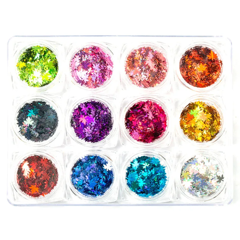 

Holographic Nail Glitter Flakes Sequin 12Pcs in 1 Rose Gold Silver Butterfly Dipping Powder for Acrylic Nails Tools