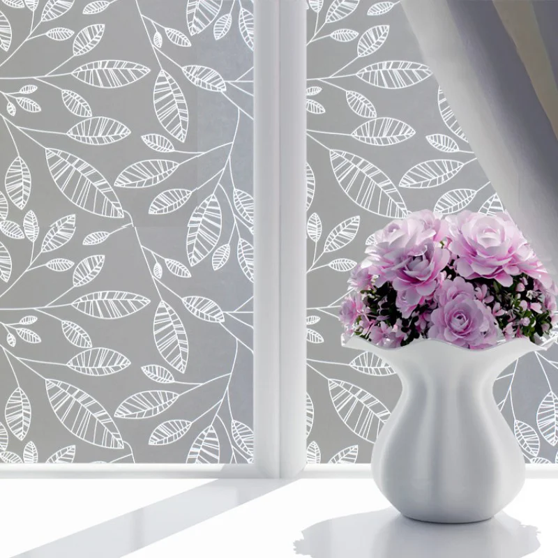 Водонепроницаемая оконная пленка для ванной комнаты с цветами матовая