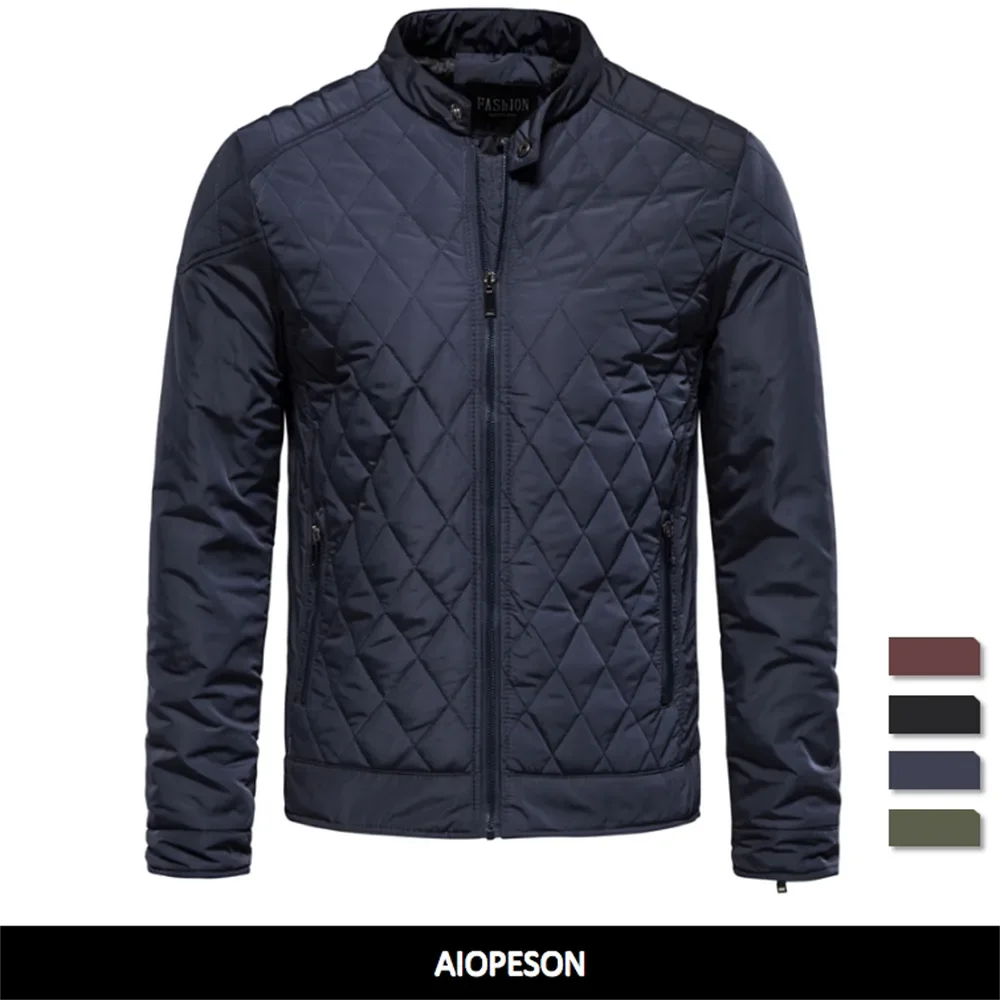 

AIOPESON Thick Warm Basic Parkas Men Casual Stand Collar Solid Color Quality Mens Jackets and Coats Winter Fashion Coat for Men