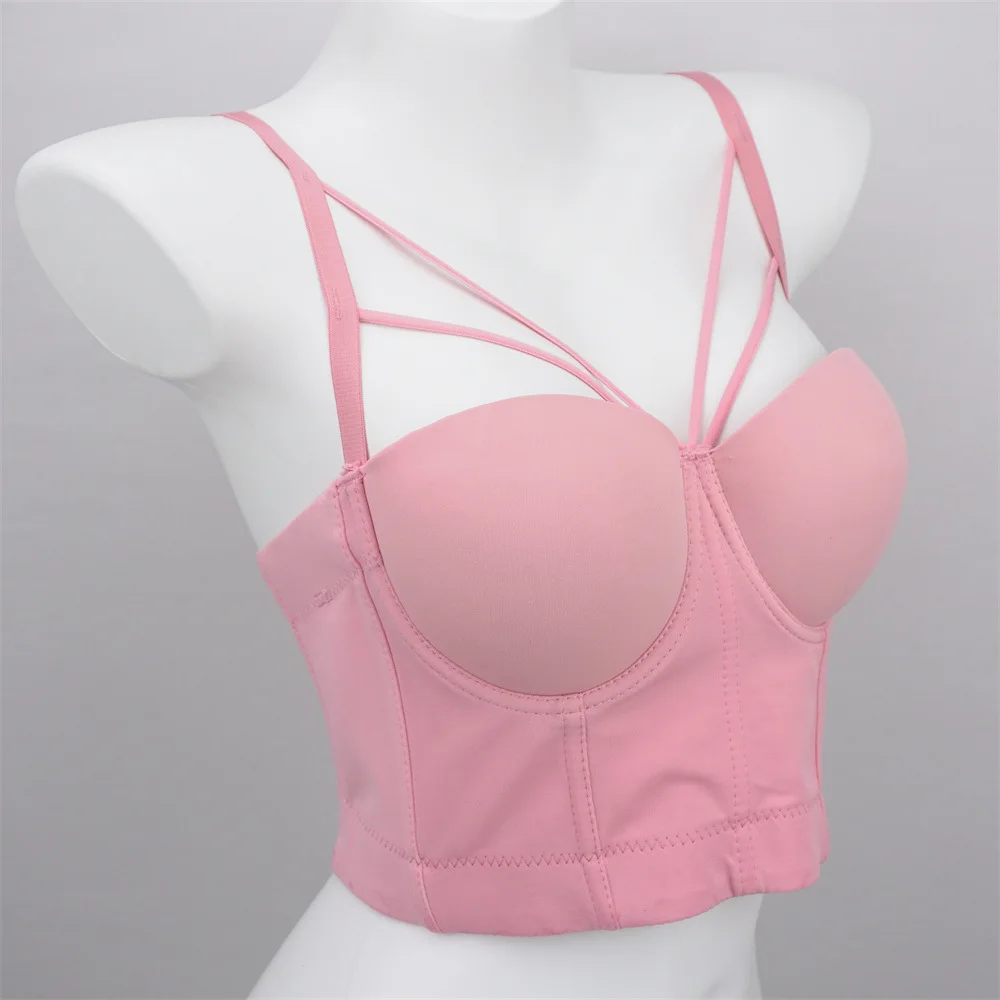 Женский укороченный топ пуш-ап без рукавов с открытыми плечами