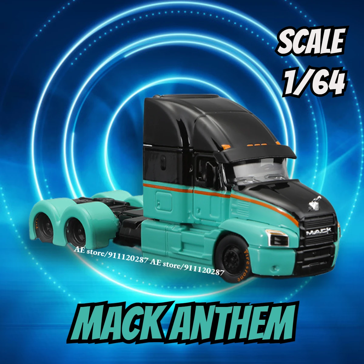 

Maisto 1/64 Mini Trailer Truck Car Model, MACK Anthem GREEN Scale Vehicle Art Diecast Replica Miniature Toy