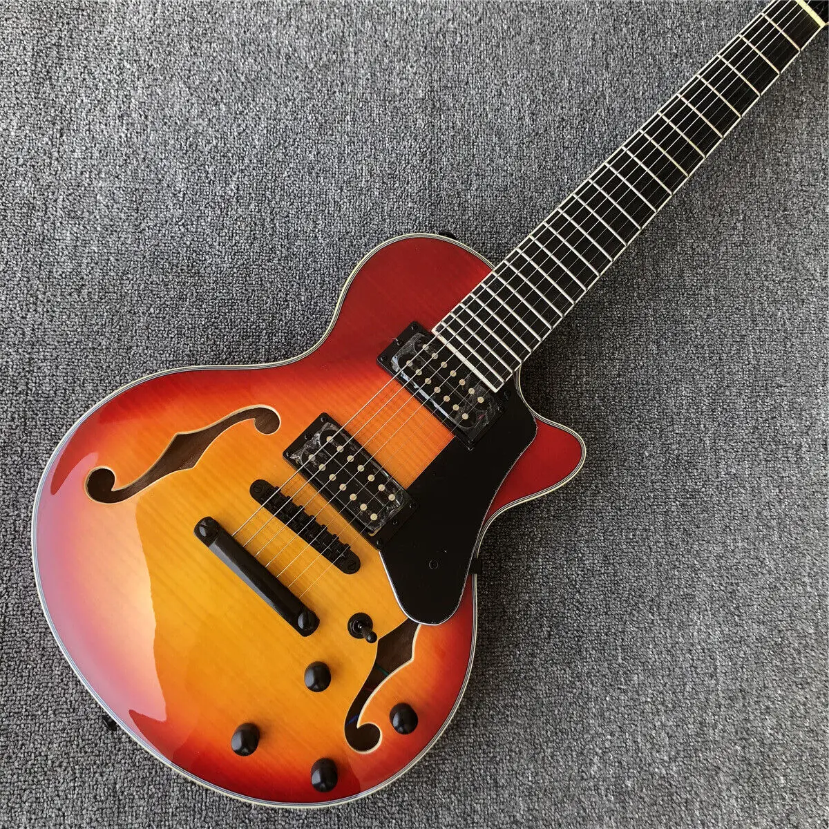 

Grote 7 струна Sunburst Flame Maple полупустотелый корпус электрической гитары
