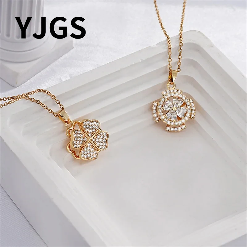 YJGS 1 изысканный и модный медный набор с Цирконом ожерелье маленьким цветком