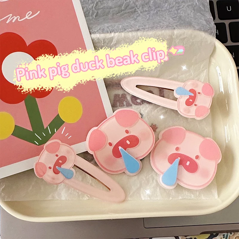 Милая маленькая Яркая розовая заколка для волос в виде куклы с мультяшным