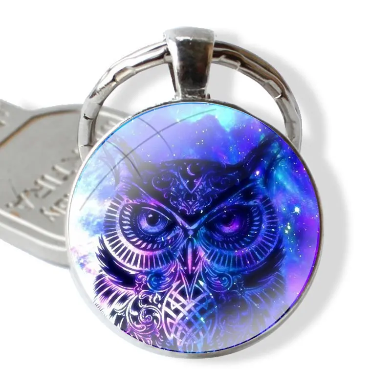 Брелок ручной работы стеклянный кабошон брелок для ключей подвеска цепочка Сова