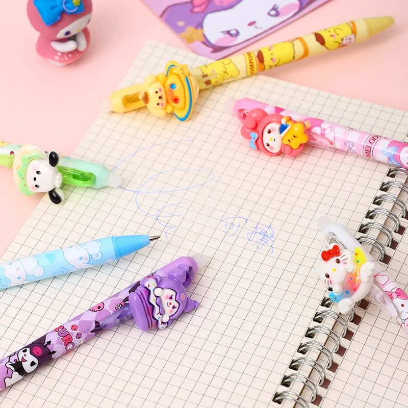 zmazywalny długopis żelowy Sanrio 36Pcs Kawaii My Melody Hello Kitty Kuromi Erasable Blue 0.5mm Paster Press The Pen Przyjaciel Prezent urodzinowy